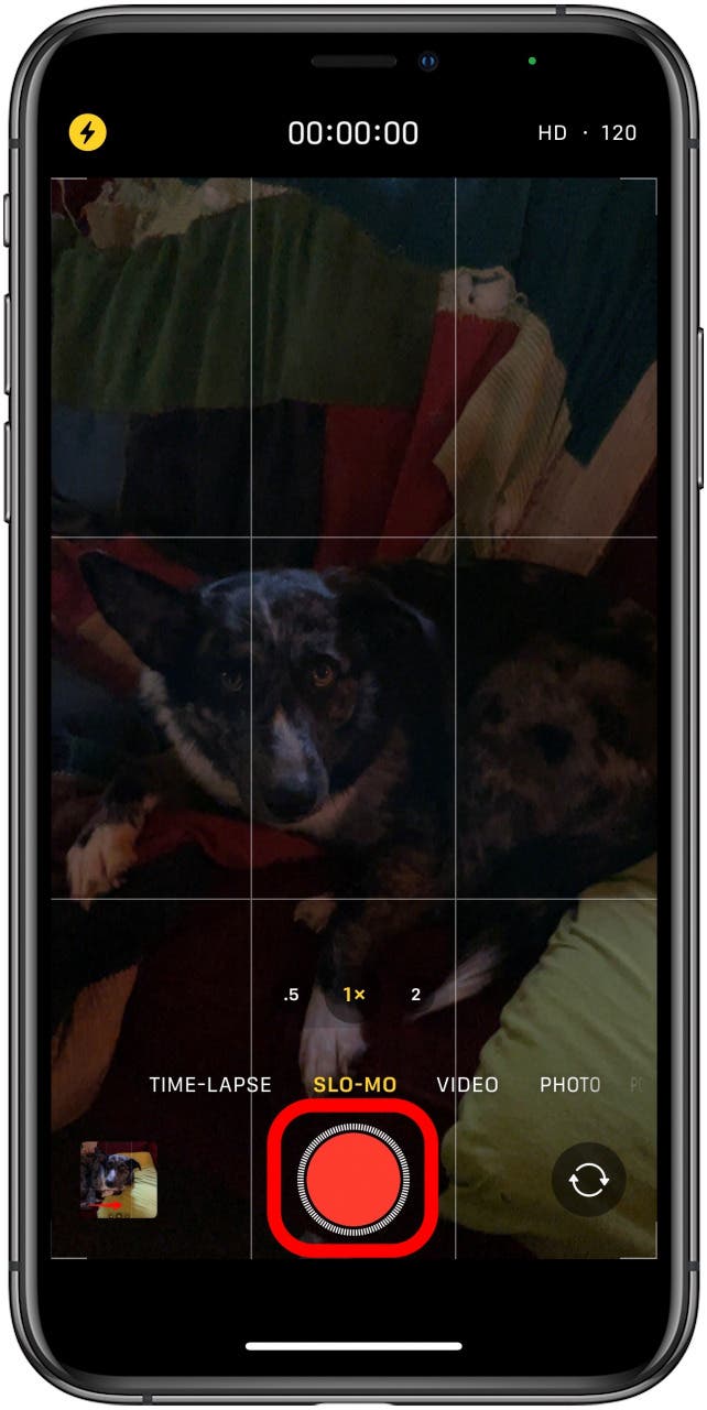 tap the record button to record videos in slowmo