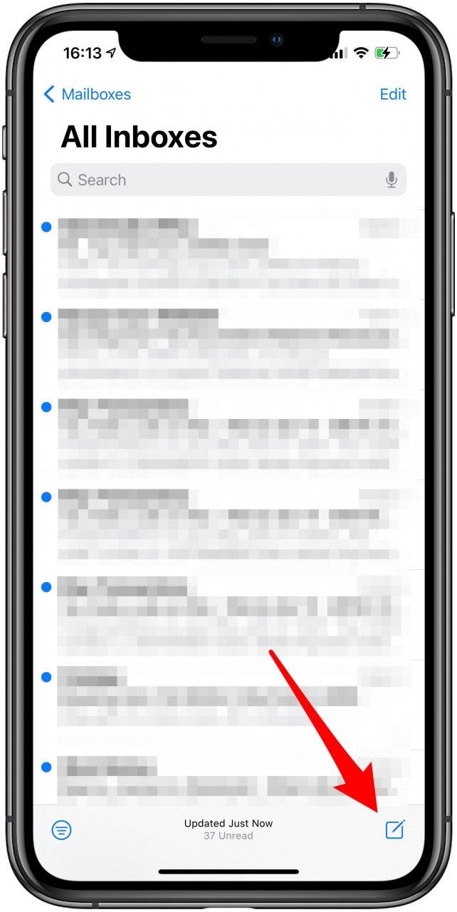 Tippen Sie in der Mail-App auf Verfassen.