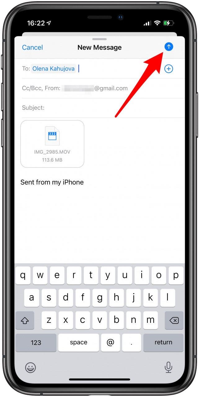 how to send large video files from phone to email