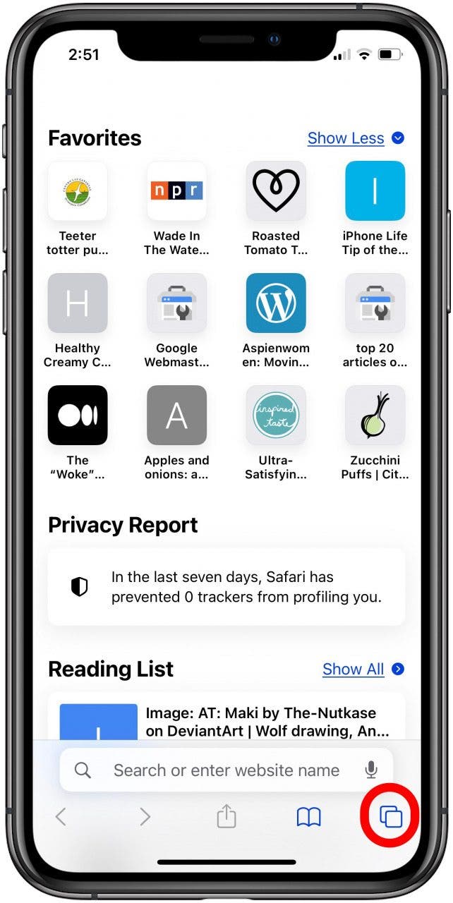 tap the tabs icon to remove frequently visited on iphone in safari browser