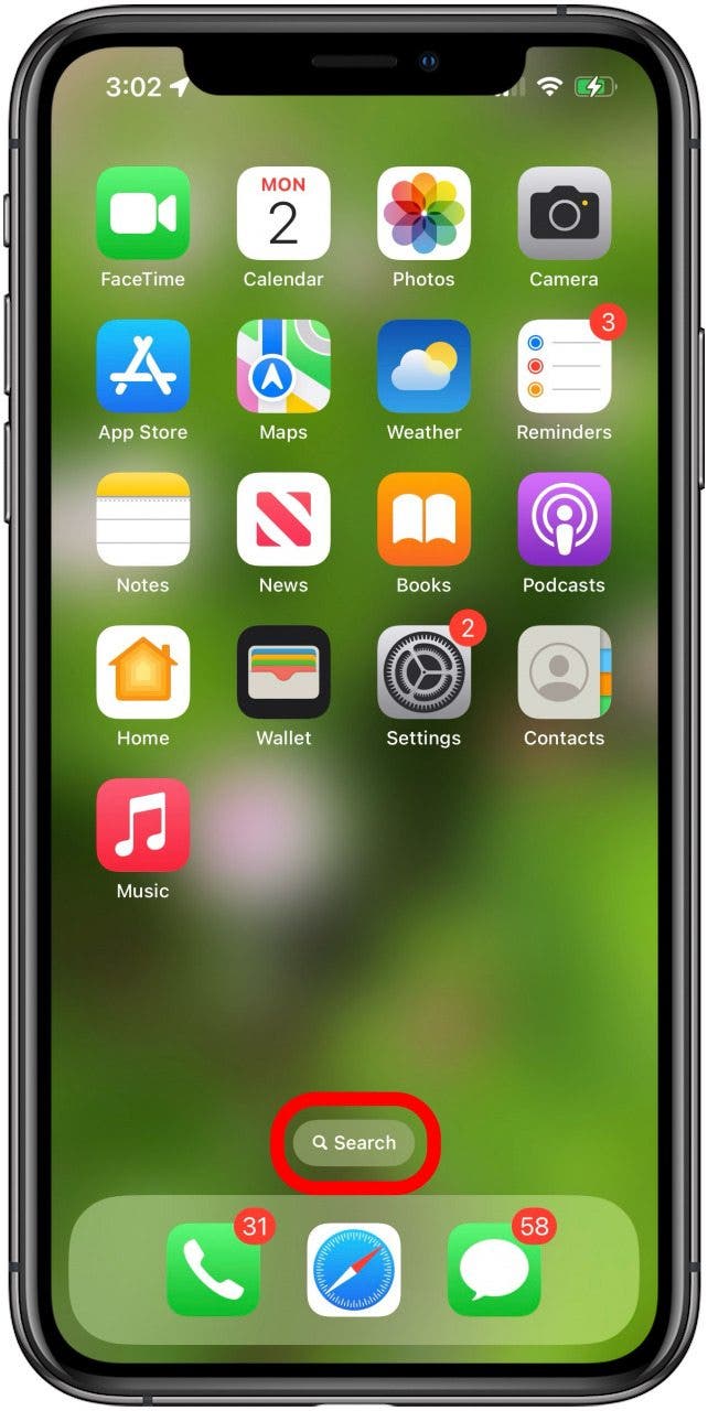 iphone search text messages tap search on home screen