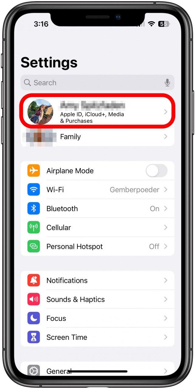 tap apple id how to disconnect iphone from mac