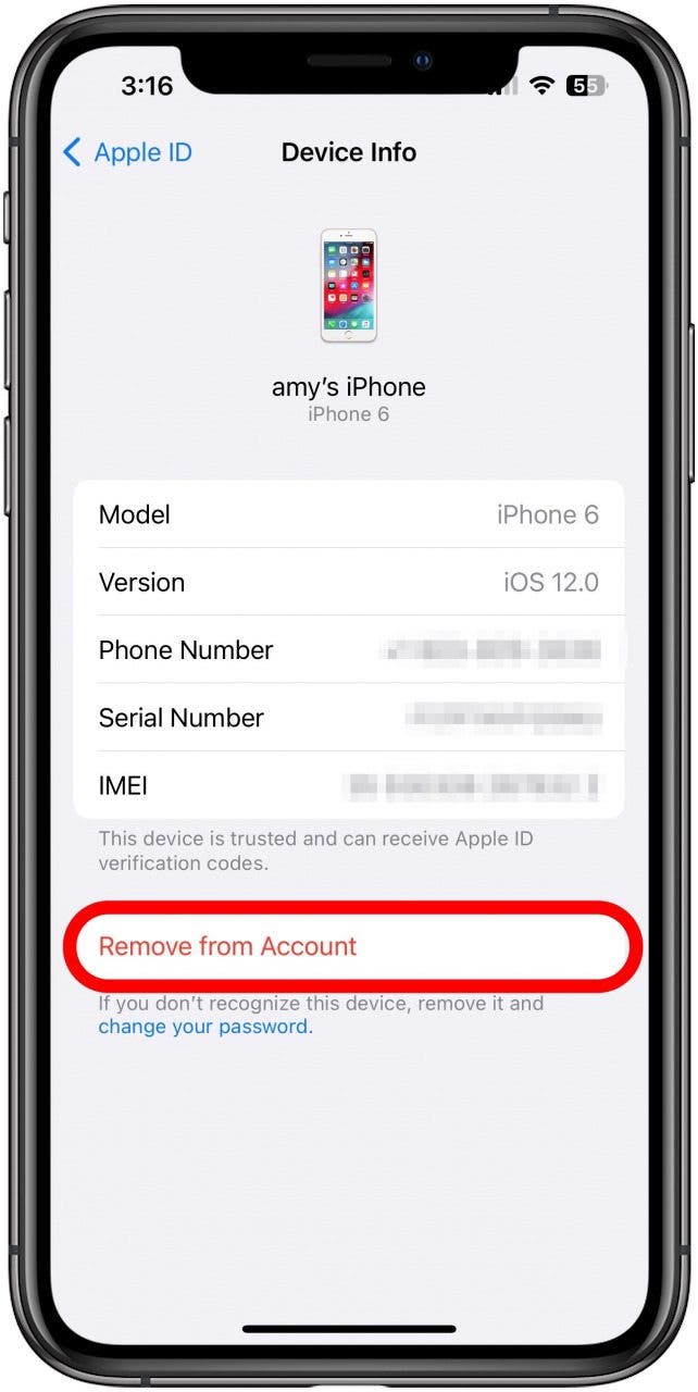 tap remove from account how to unlink iphone from macbook