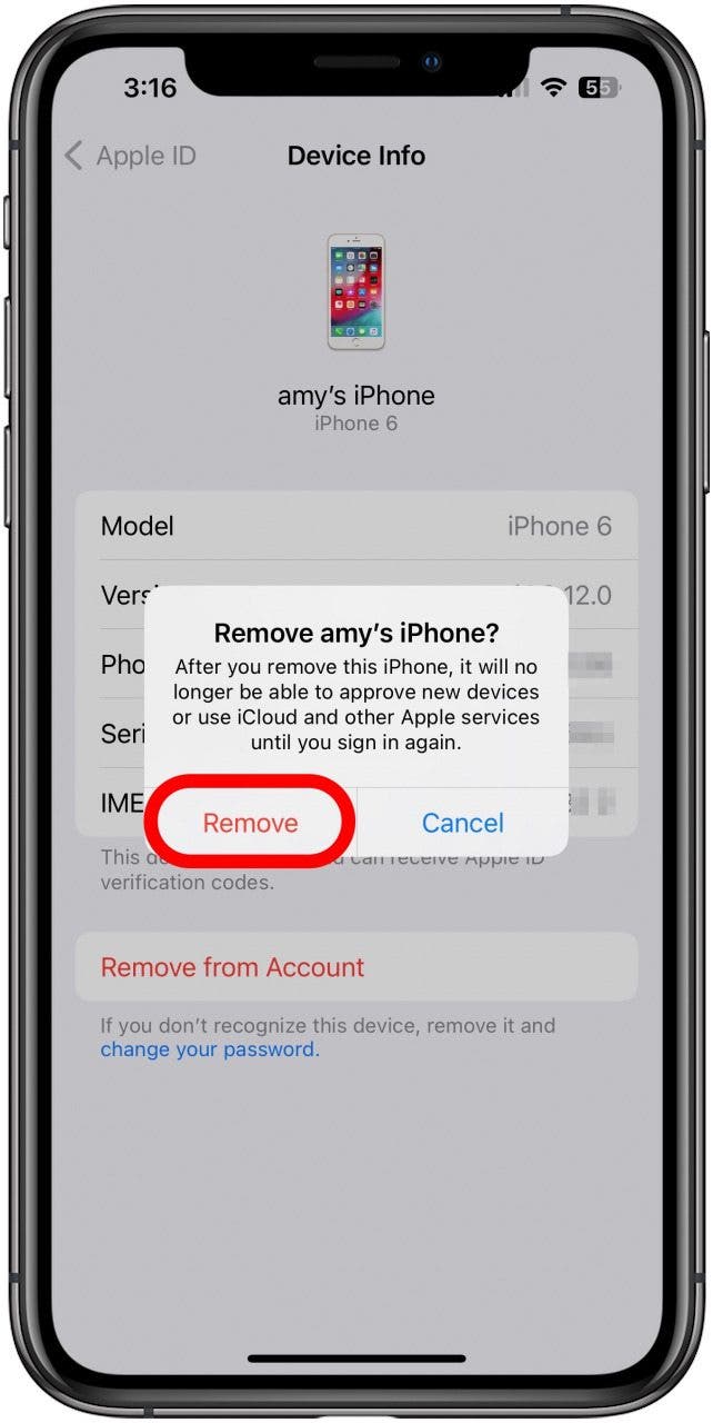 tap remove how to unlink iphone from mac