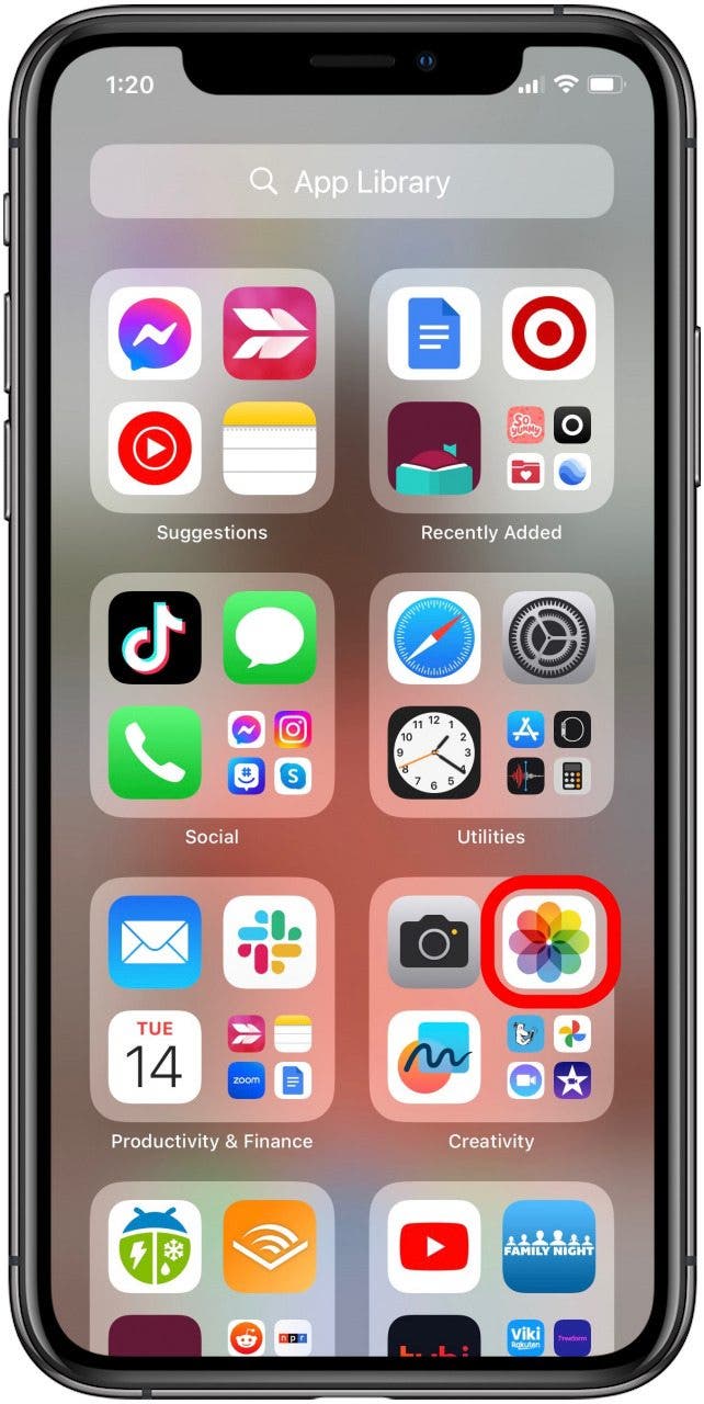open photos app to view saved gifs