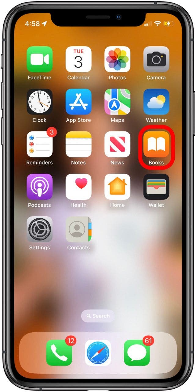 open the apple books app on your iphone or ipad