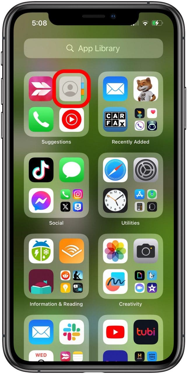 open the contacts app on your iphone or ipad