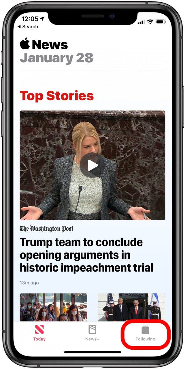 Tap the icon labeled Following on the bottom right hand corner