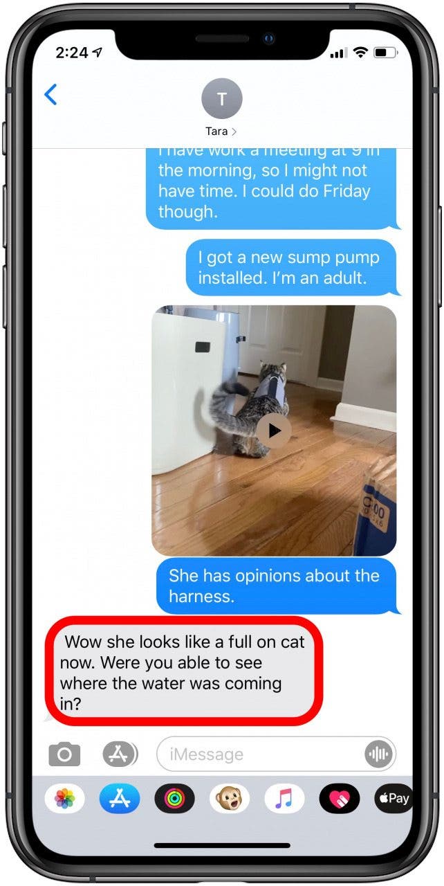how do you react to a text message iphone