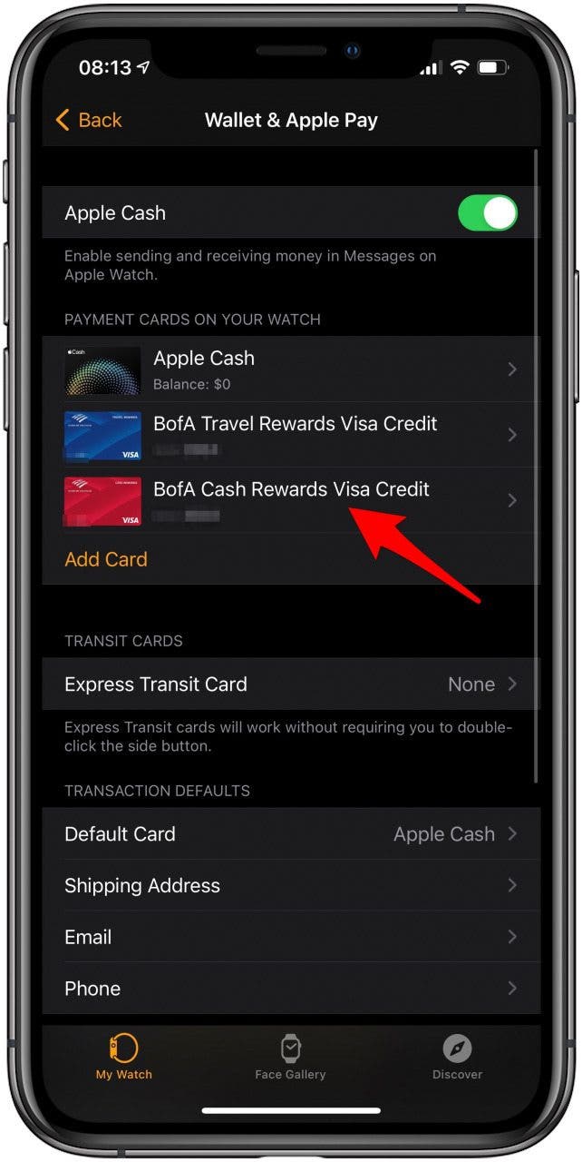 how to remove card from apple cash