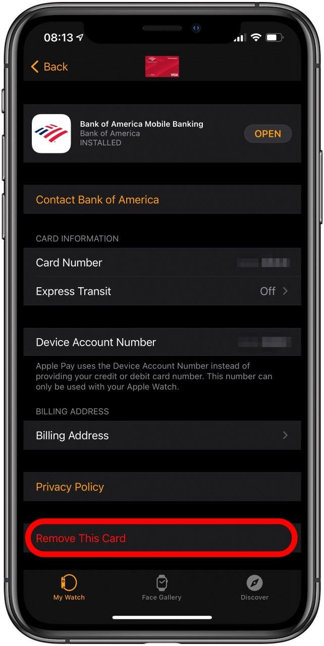 How to add a card to my apple watch