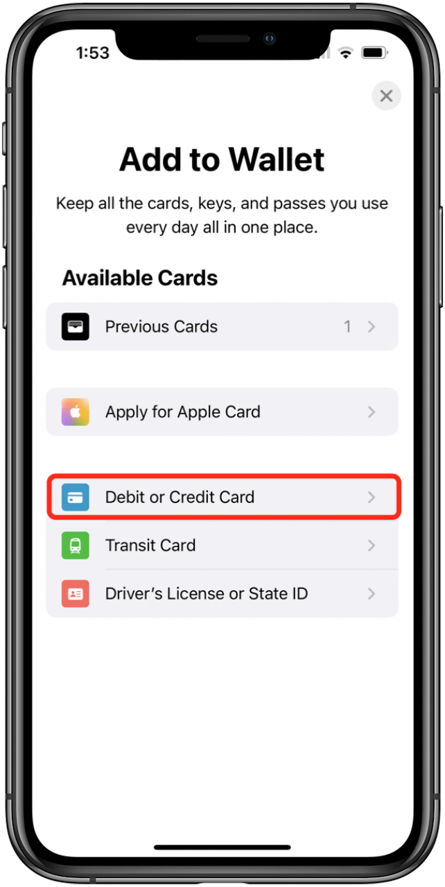 tap debit or credit card