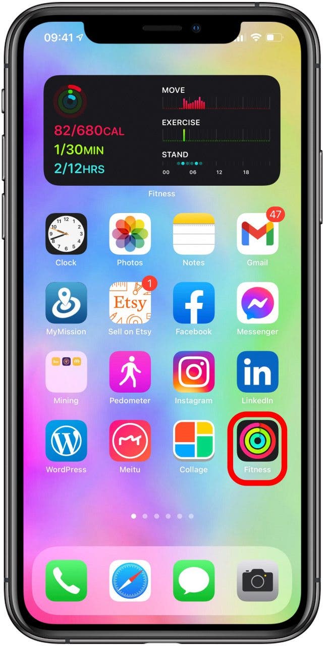On your iPhone, open the Fitness app.