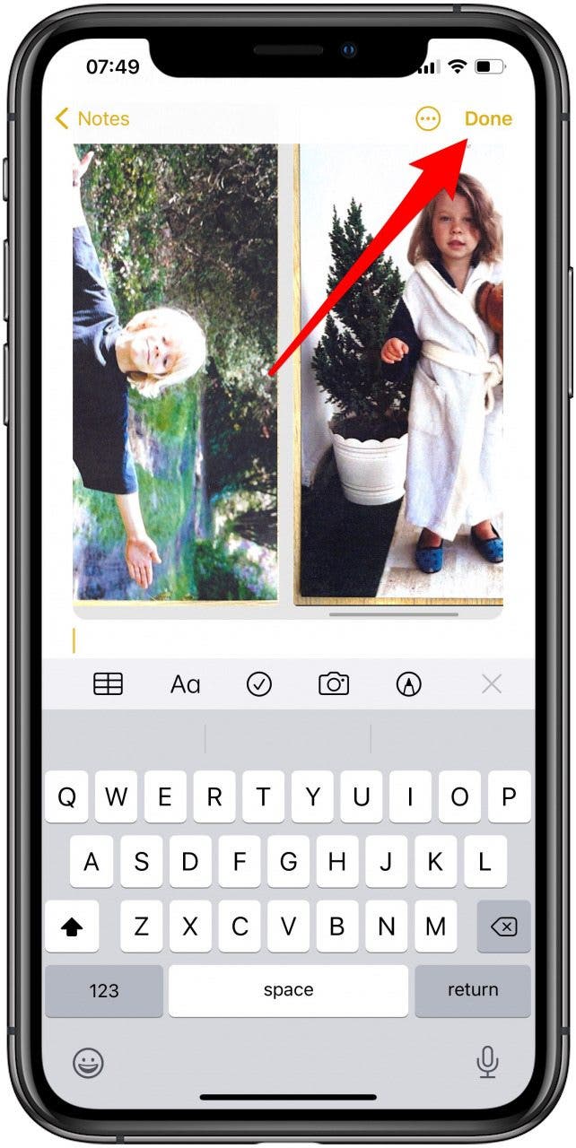 Tap done to save the scans in the Note app