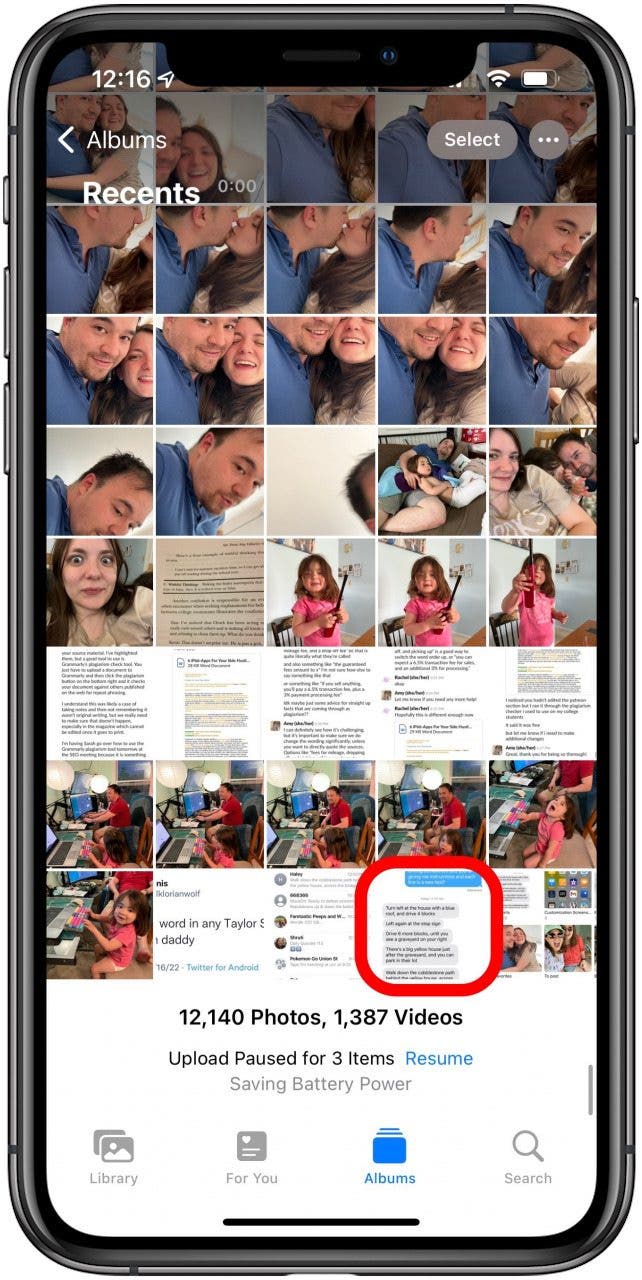 how to export imessage conversation to pdf find your screenshot in camera roll