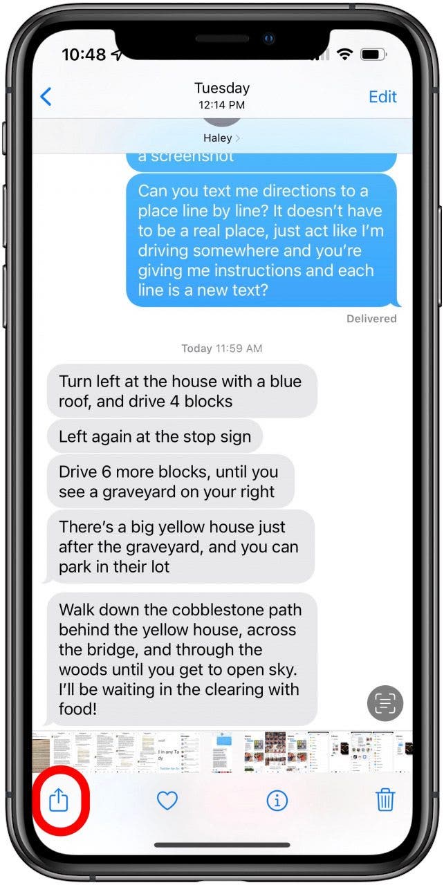 how to export imessages to pdf tap share icon