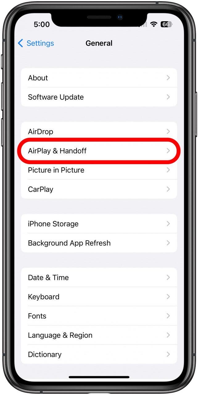 tap airplay & handoff disconnect iphone from mac