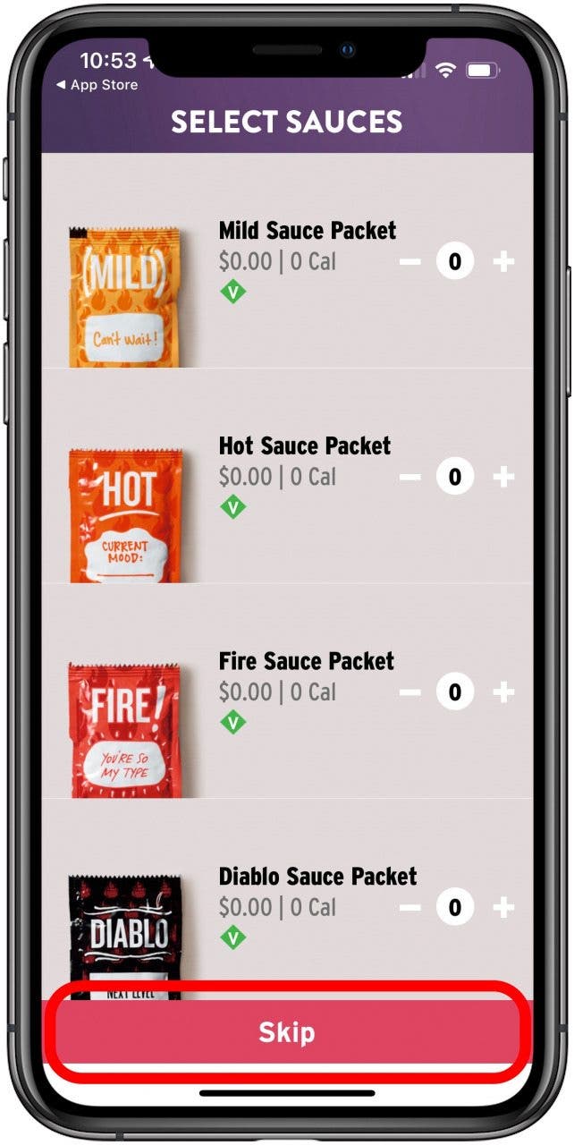 does taco bell have apple pay tap skip
