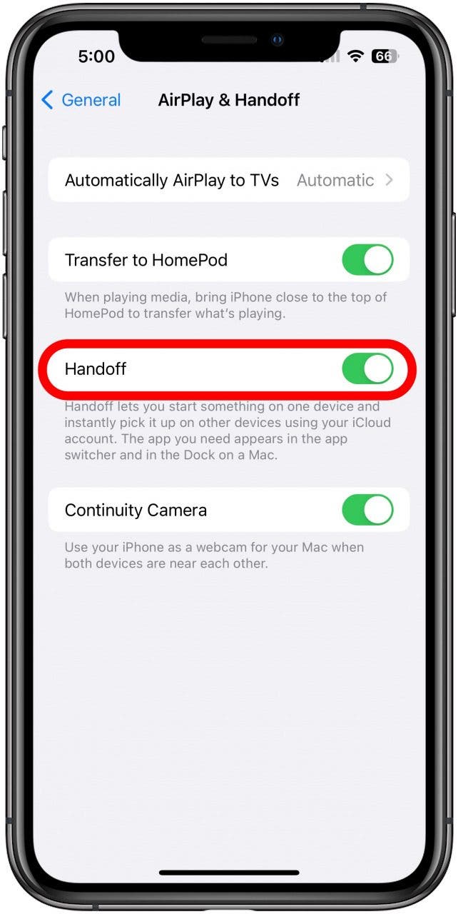 toggle off handoff how to disconnect iphone from mac
