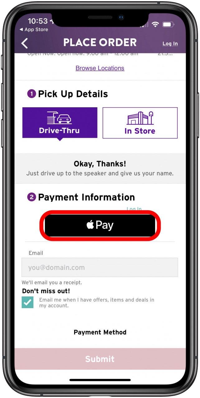 taco bell apple pay tap Apple Pay icon
