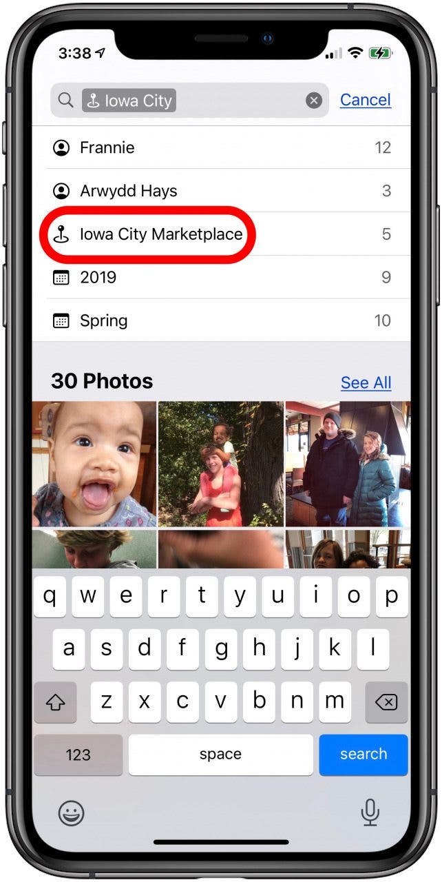 tap a places subcategory
