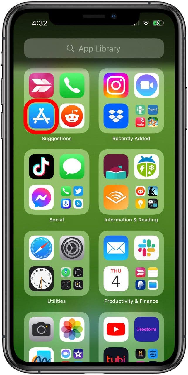 tap app store to restore app to home screen iphone