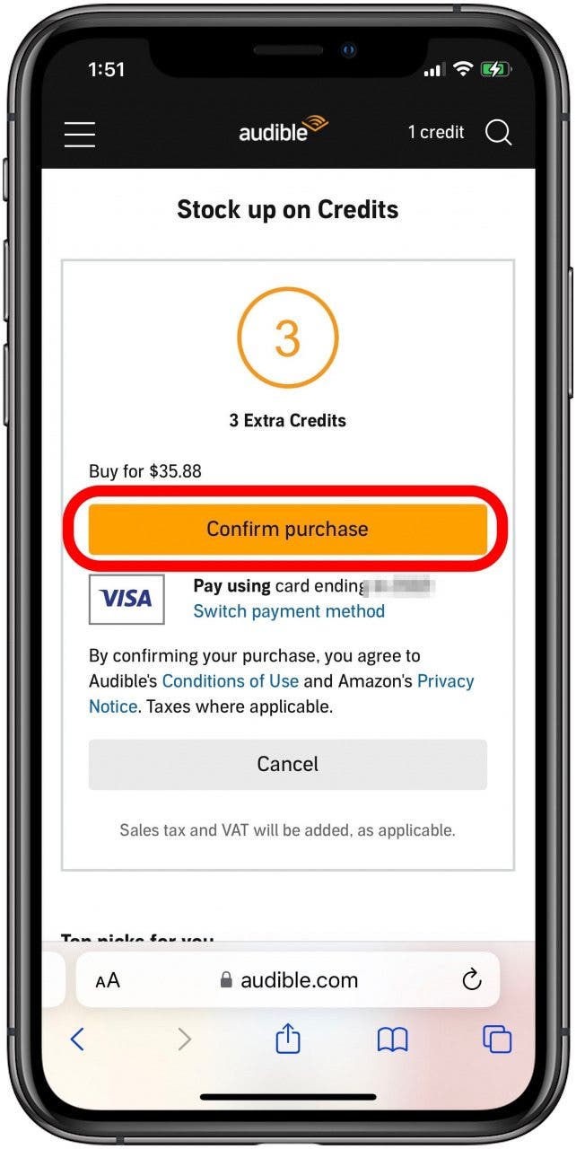 How do i best sale purchase audible credits