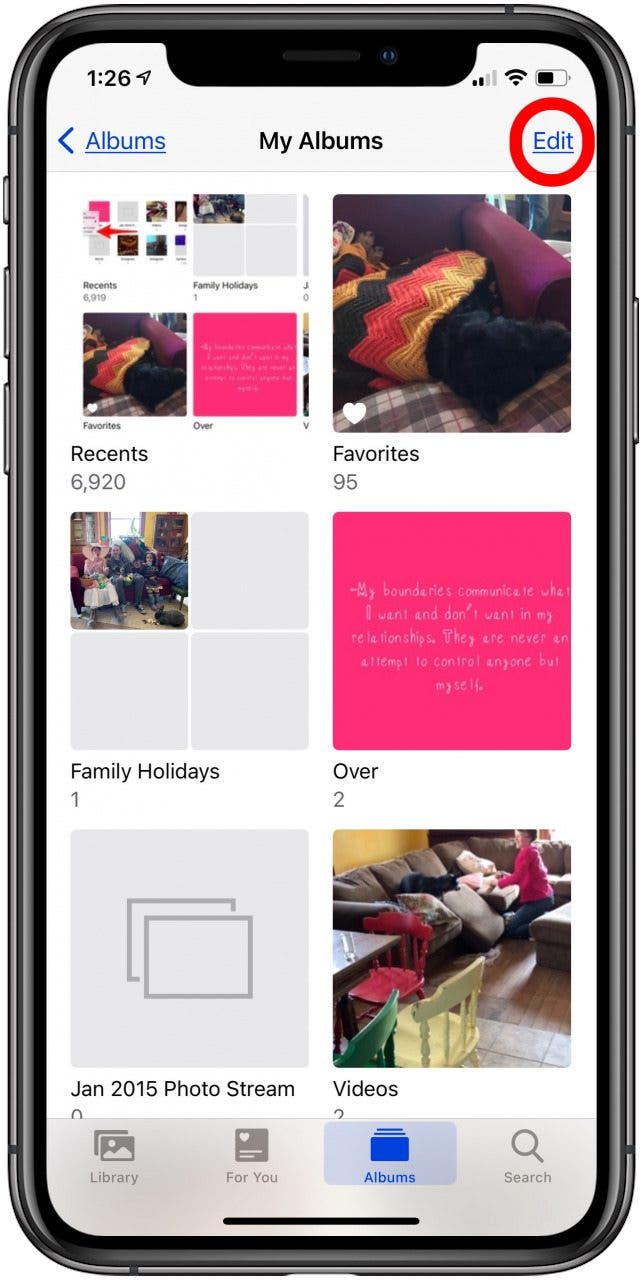 tap edit to change album name
