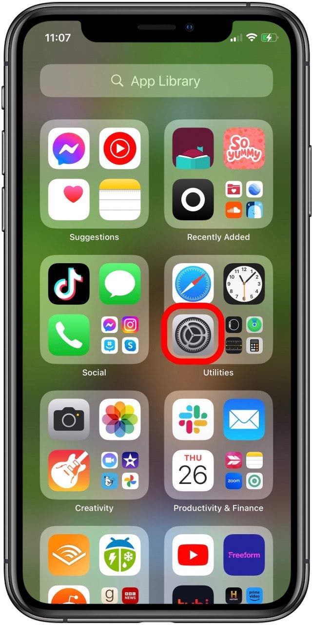 tap iphone or ipad settings app