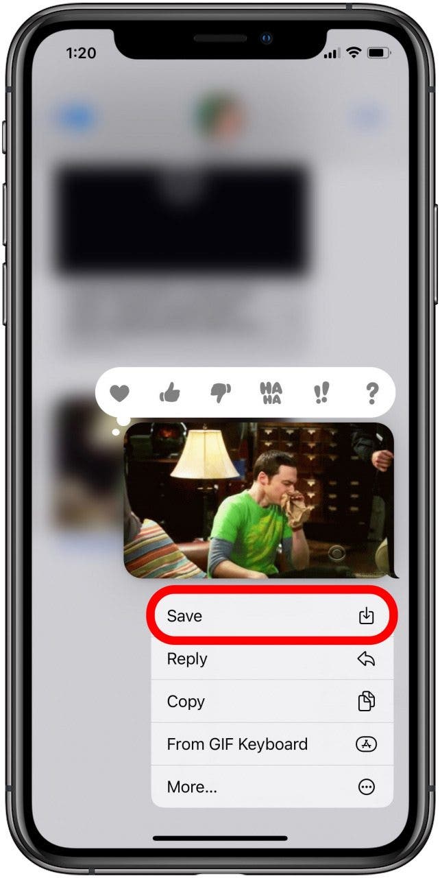 tap save to save gif iphone