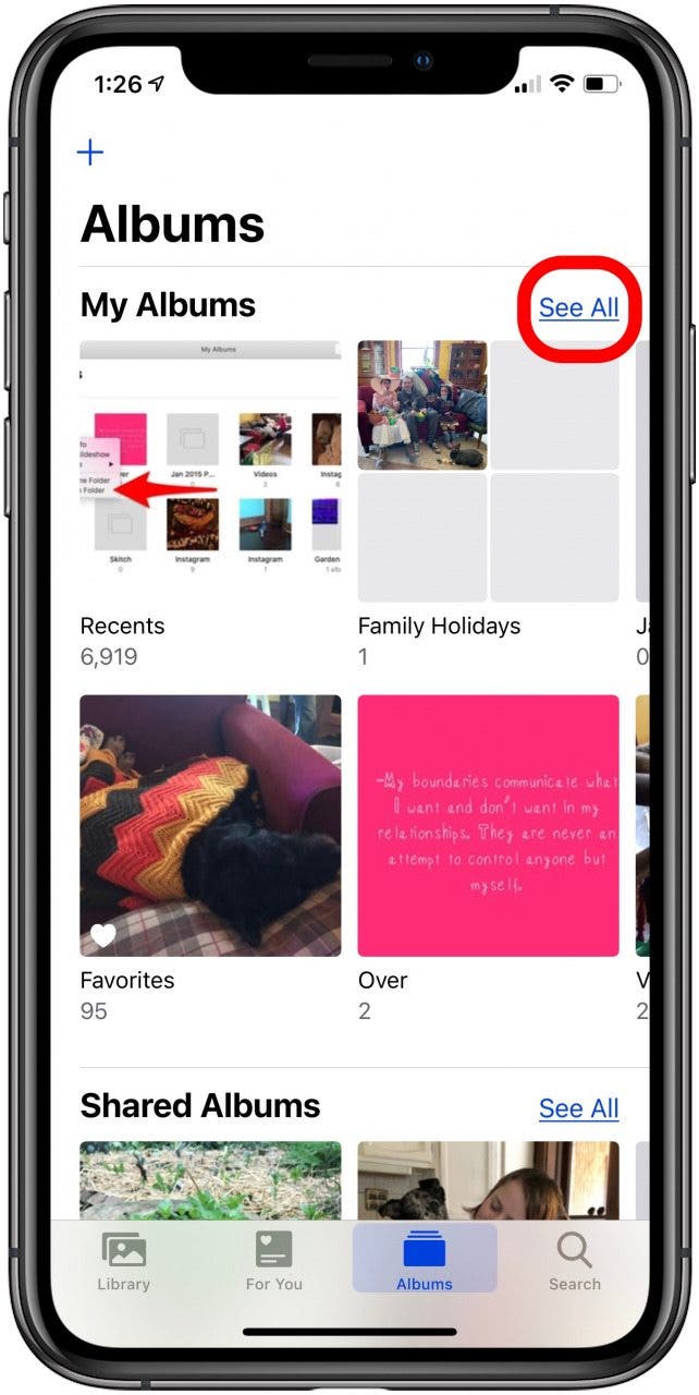 tap see all to rename album
