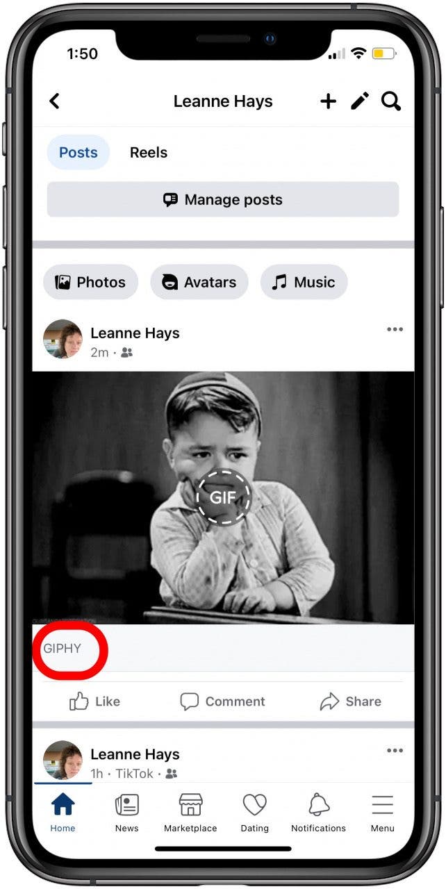 tap the source of the facebook gif