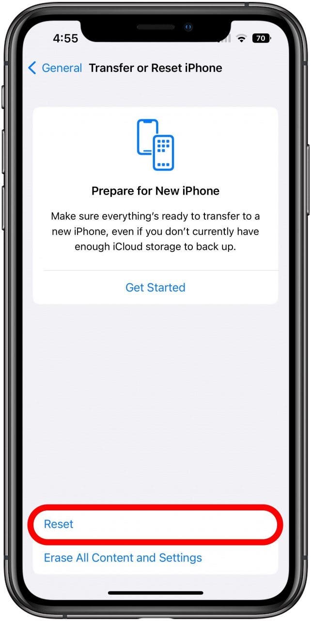 iphone 6s reset all content and settings