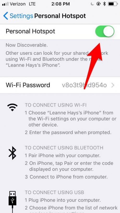 How to Connect to a Personal Wi-Fi Hotspot Using Bluetooth or a USB Cable