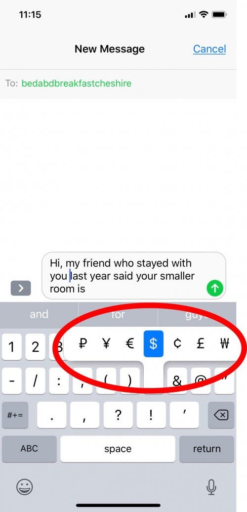 how to type pound symbol iphone