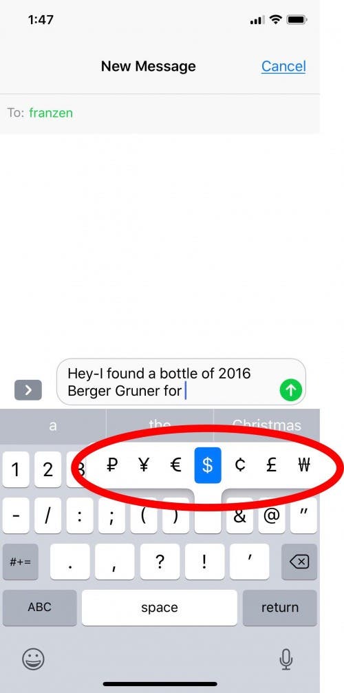 euro sign phone