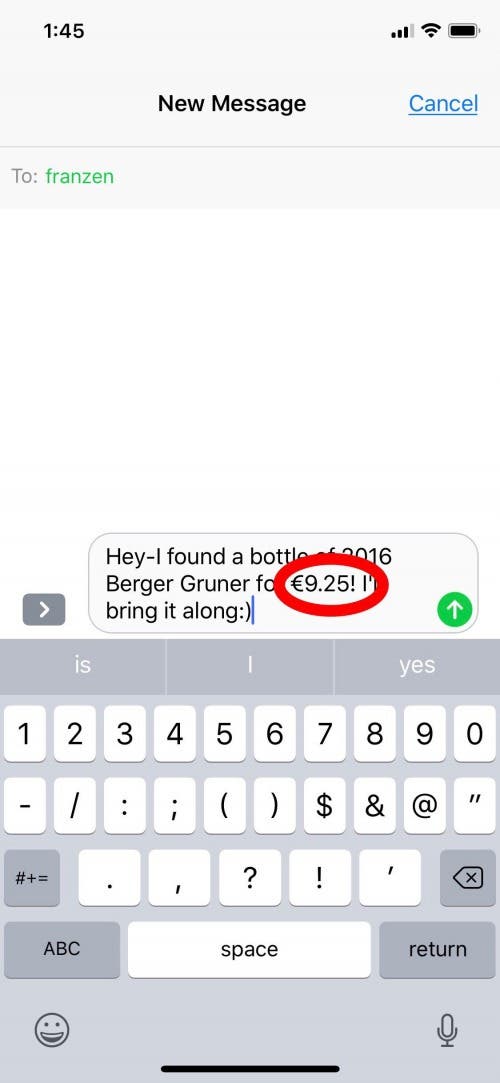 euro symbol on iphone
