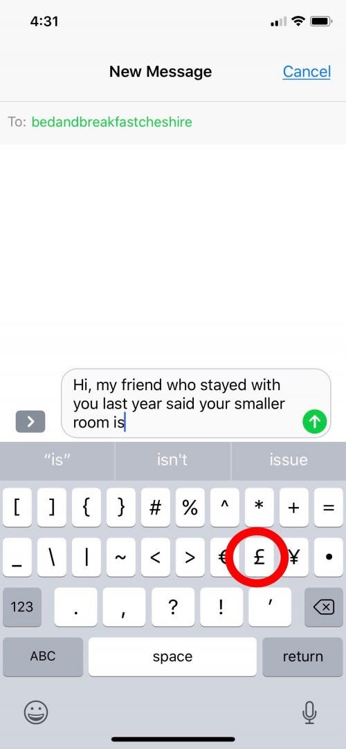 where is the pound symbol on iphone