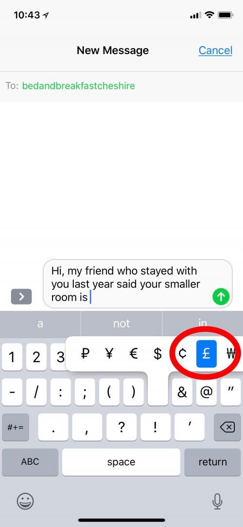 pound symbol iphone keypad