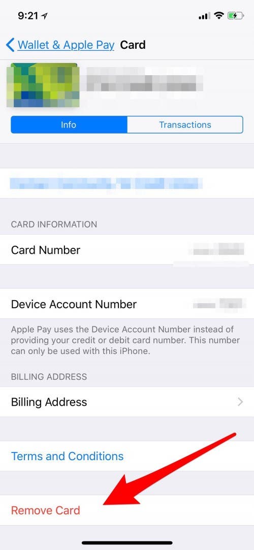 how to delete credit card apple wallet