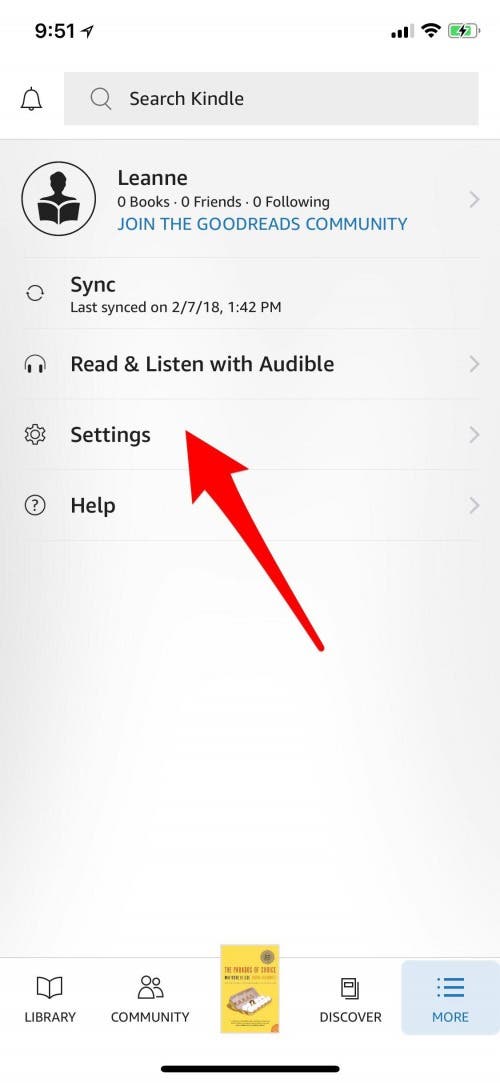 kindle app settings