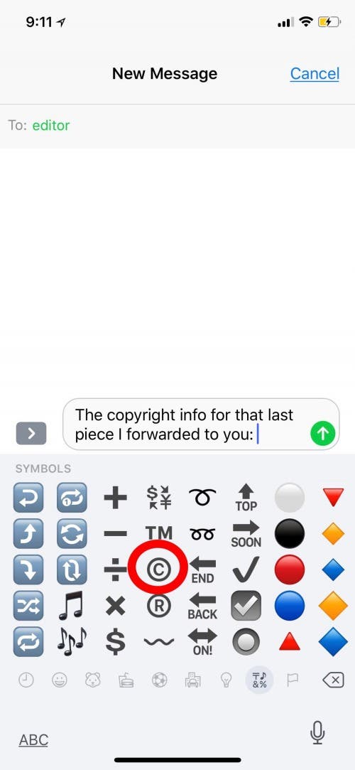 copyright logo iphone keyboard