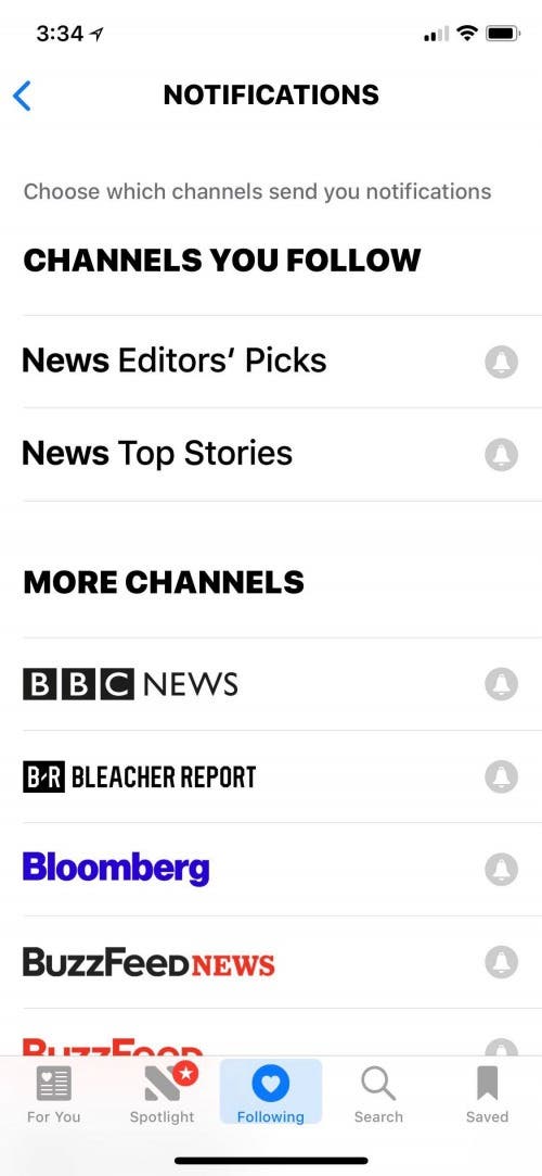 follow channels in apple news