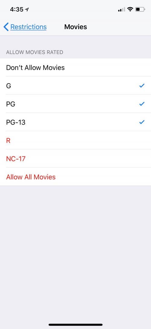 iphone restrictions