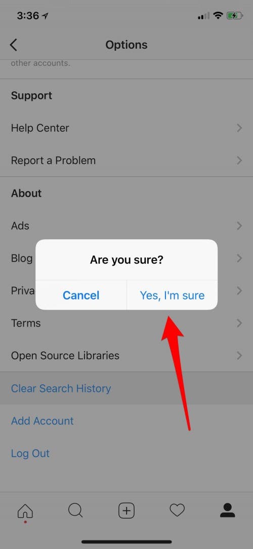 clear instagram search