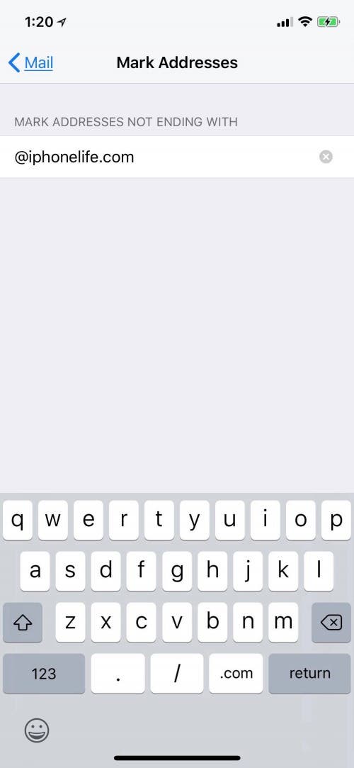 keep track of email addresses iphone
