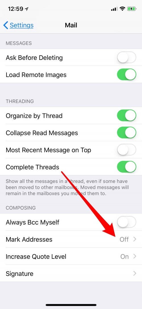 highlight important email addresses iphone