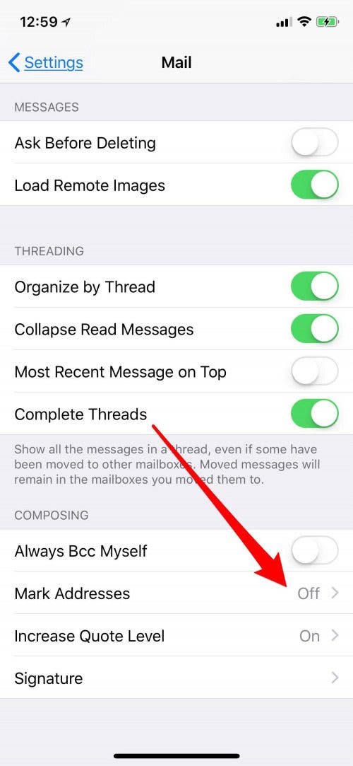 highlight important email addresses iphone