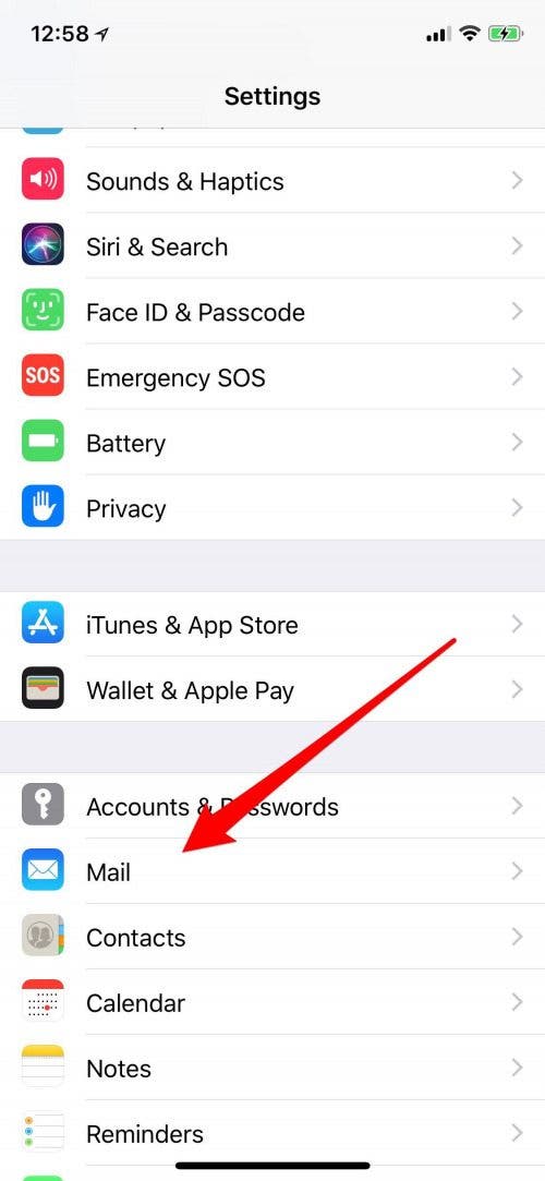 sort email addresses on iphone
