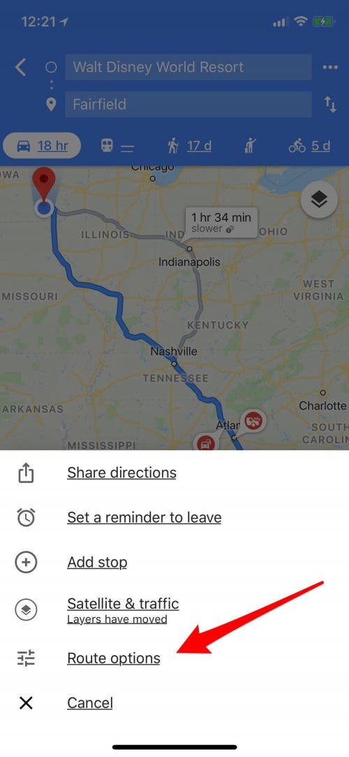 how to avoid toll roads on apple